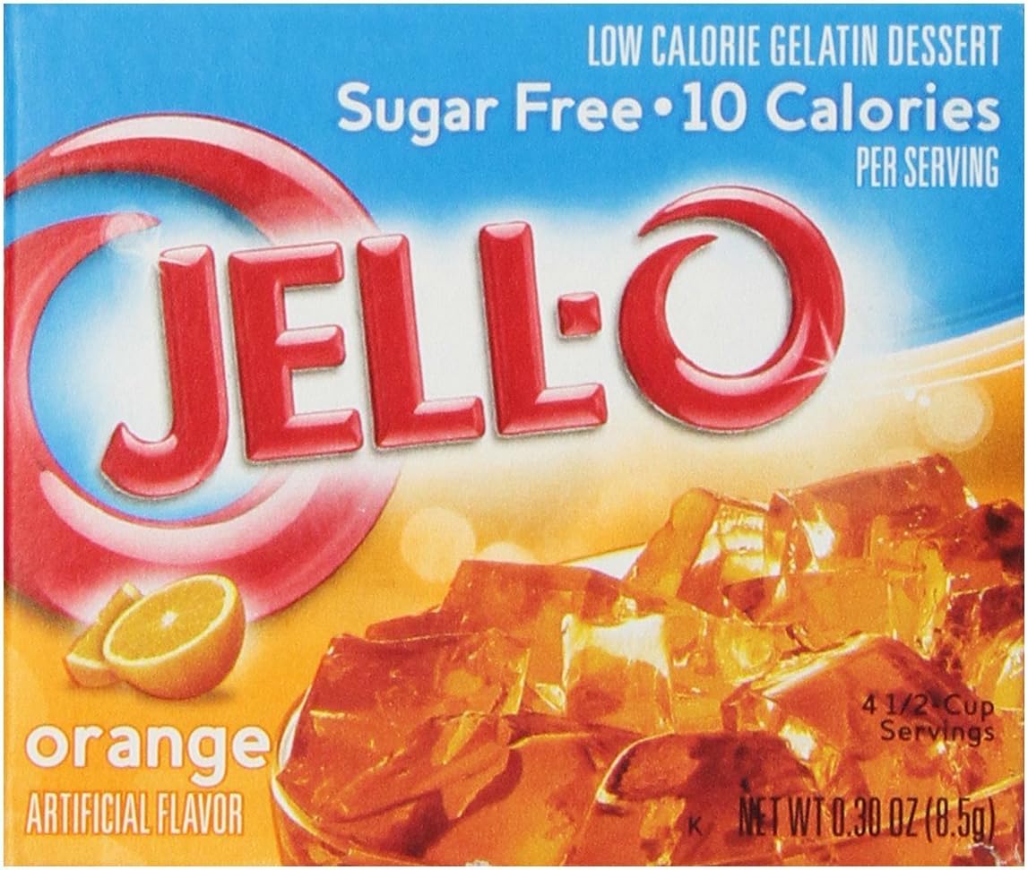 JELL-O SUGAR FREE ORANGE LOW CALORIE GELATIN DESSERT 1 x 8.5g AMERICAN IMPORT