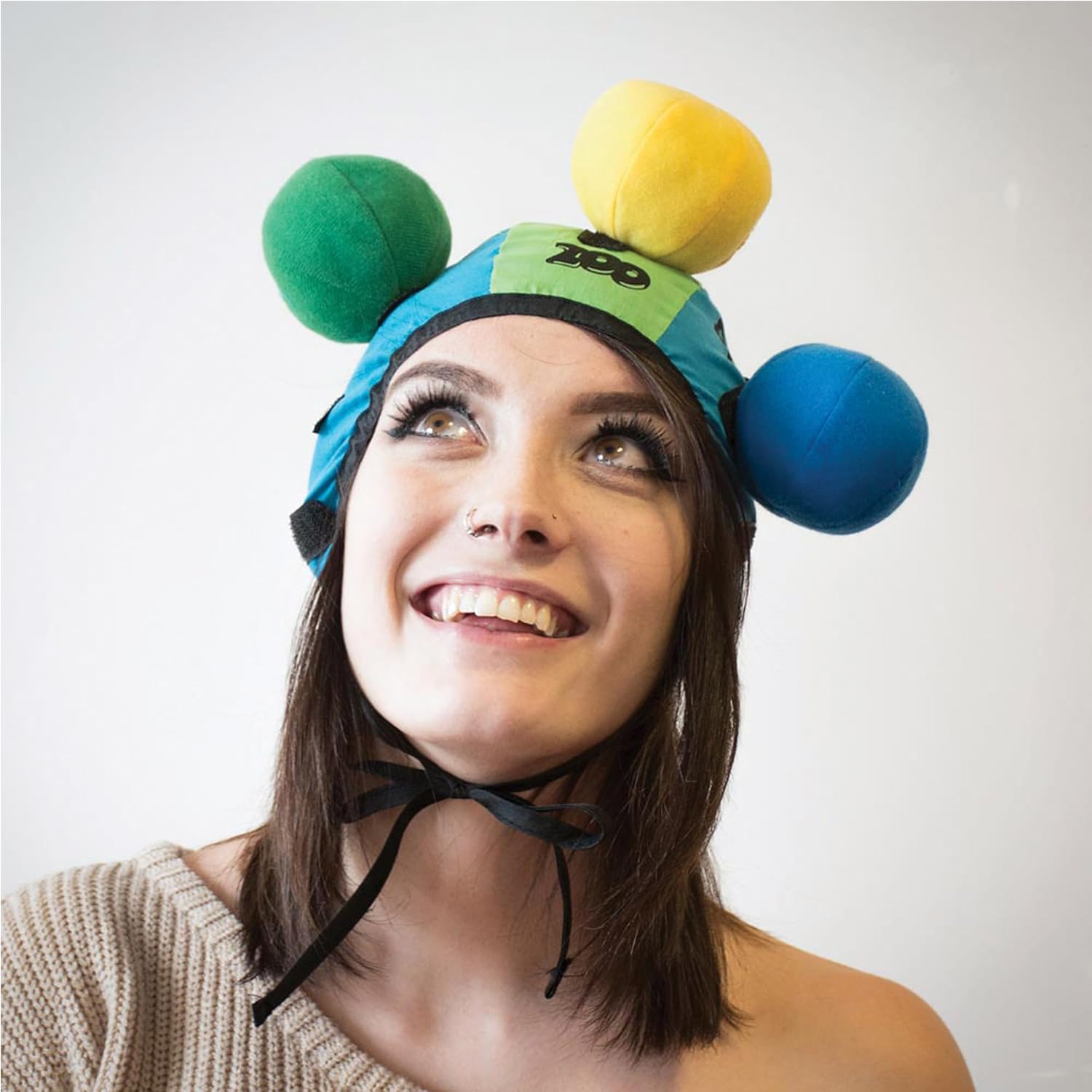 Silly Pin Head Butt Game,Catch the Moveing Target Ball with You Head,Bachelorette Parties, Summer Parties, BBQs, Birthdays & Game Nights，2 Hats 3 Balls (Blue)