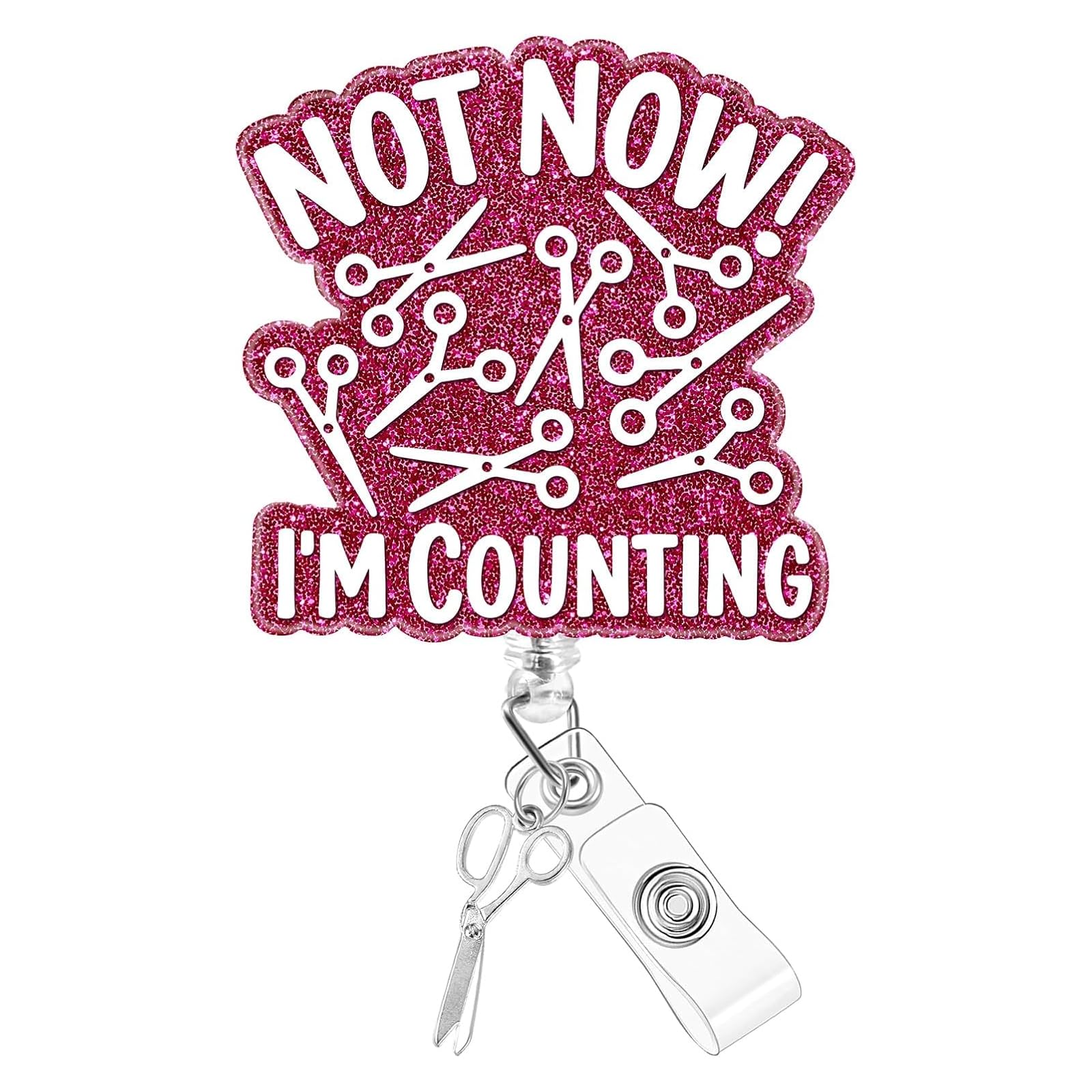 Funny Nurse Badge Reel,Nurse Badge Holder,Not Now I'm Counting Retractable ID Name Card Badge Reel with Alligator Clip,Medical Badge Holder for Nursing Doctor Teacher Student Medical Staff