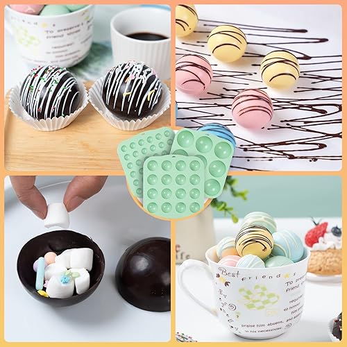 Miniatura 6 de QELEG Moldes de silicona semiesféricos antiadherentes, moldes de chocolate helado, juego de utensilios para hornear grandes para hacer mousse de