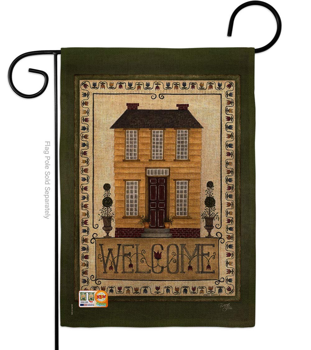 Breeze Decor Welcome Yellow House Garden Flag Country Living Primitive Farm Western Barn American Rustic Cowboy Rural Ranch Decoration Banner Small Yard Gift Double-Sided, Made in USA
