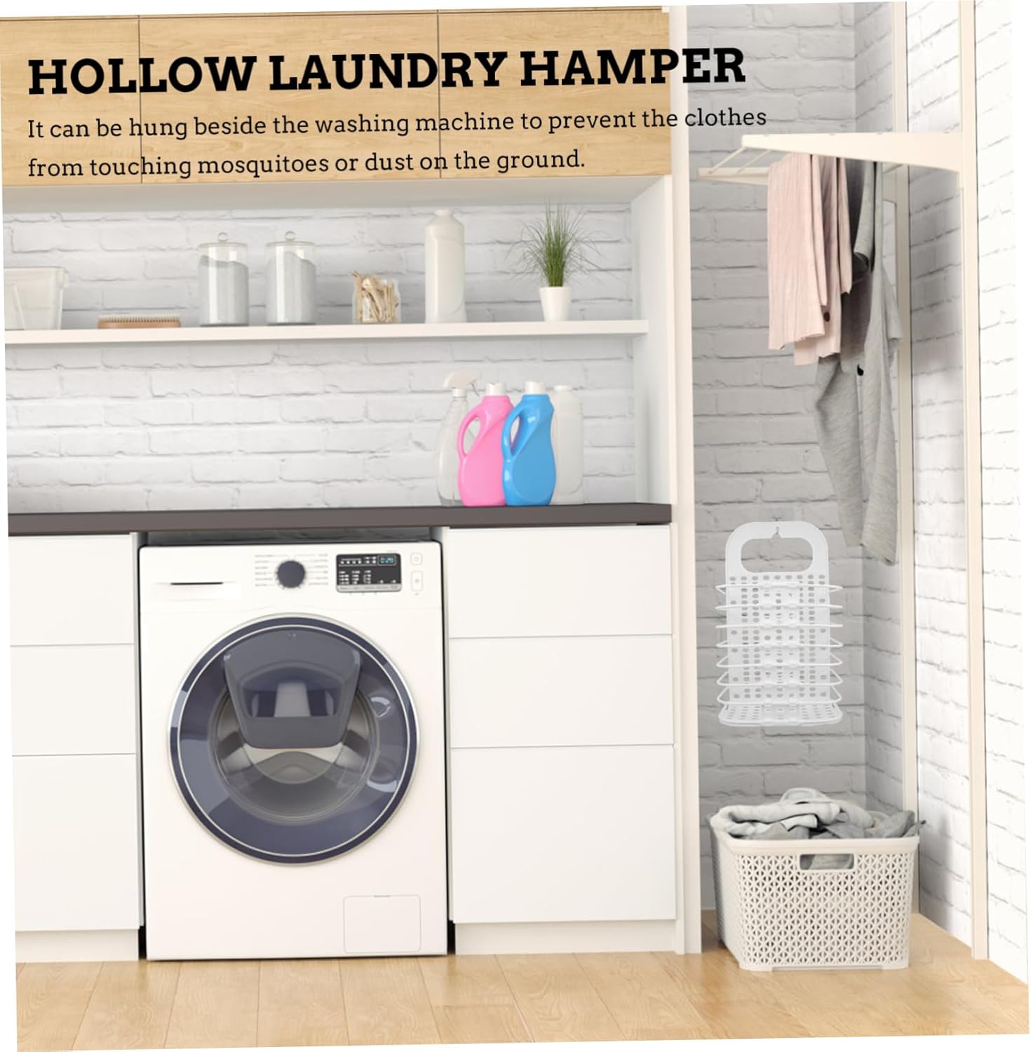 VICASKY Foldable Wall Mounted Laundry Hamper Basket Small White Space Saving Collapsible Dirty Clothes Storage for Bathroom Bedroom Organizer Practical Household Laundry Basket