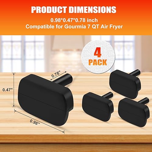 Miniatura 2 de Parachoques de goma para freidora de aire Gourmia 4QT 5QT 6QT 7QT 8QT Horno freidora de aire, 4 piezas de silicona para freidora de aire, piezas de