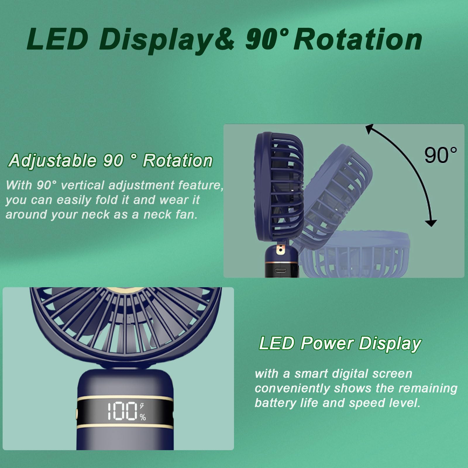 Jzbulo Ventilatore a Mano, Mini Ventilatore Portatile USB, Piccolo Ventilatore Tascabile con 5 Livelli di Velocità, Ricaricabile batteria da 2400mAh,Ventilatore Pieghevole per Ufficio, All'aperto