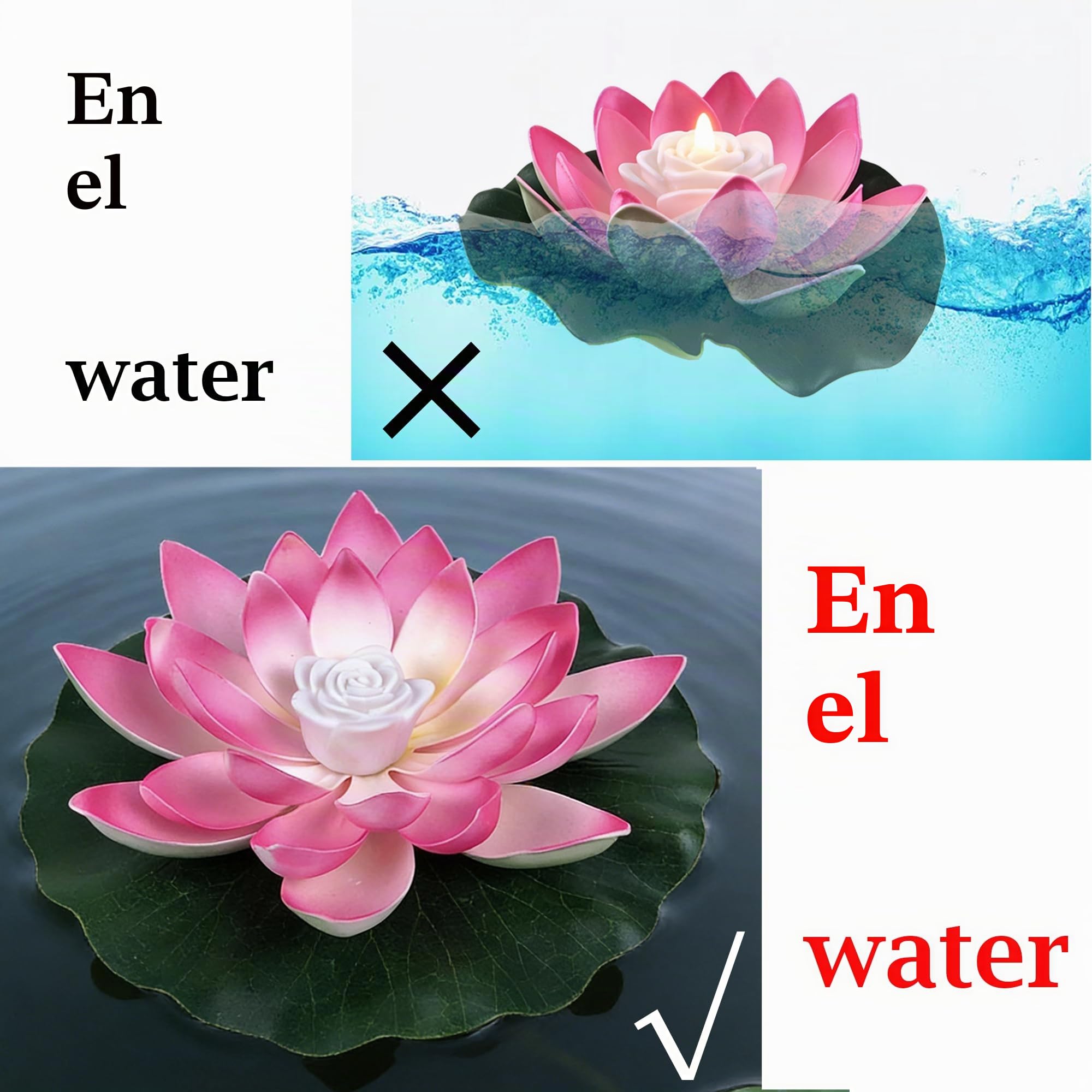 SUQ 5 Piezas Luz de Lirio Flotante de Agua, Flor de Loto Hojas de Loto para Estanque, Artificial Flor Luz, Jardín Iluminación Decorativa, para Piscina, Fuente, 18CM