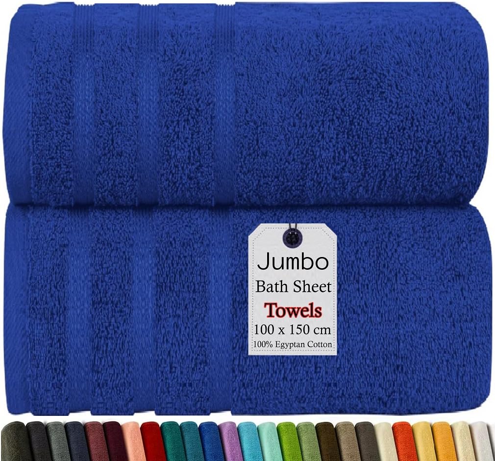 Wholesale Trade Dealz Pack of 2 & 4 Extra Large Bath Sheets 100 x 150 cm 100% Egyptian Cotton Super Soft, Quick-Dry High Absorbent Hotel Quality XL Jumbo Bath Towels (2, Charcoal Grey)