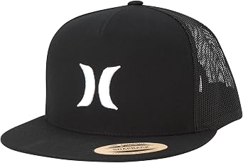 Hurley Mens Cap Flat Brim Mesh Panel Trucker Hat, Snap Back