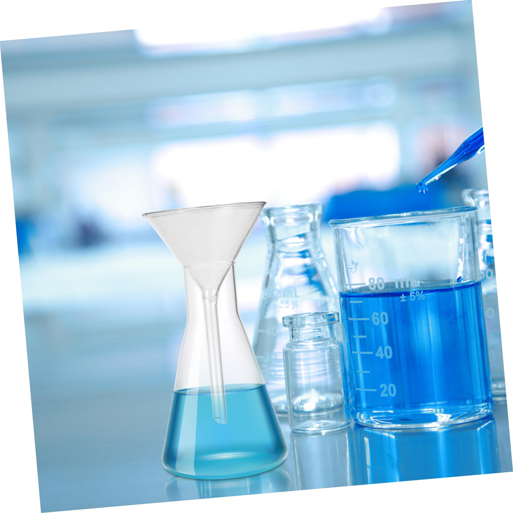 Mipcase 4 Stück Runde Kurzhalstrichter aus Glas für Labore Wiederverwendbar und Stoßfest zum Befüllen von Kleinen Flaschen und Essenzen im Labor