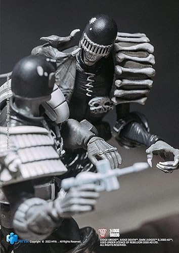 Miniatura 4 de HIYA TOYS Judge Dredd vs Death (negro y blanco) SDCC 2022 - Figura de acción exclusiva a escala 1:18, paquete de 2
