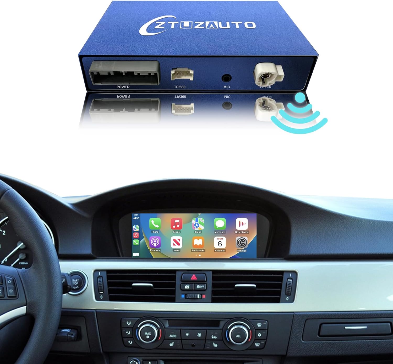 Car Play Wireless Adapter for Bimmer CIC System, Carplay Auto Retrofit Kit for BMW 1 3 5 6 7 Series X1 X3 X5 X6, Support Mirrorlink, Reverse Camera, Android Auto System