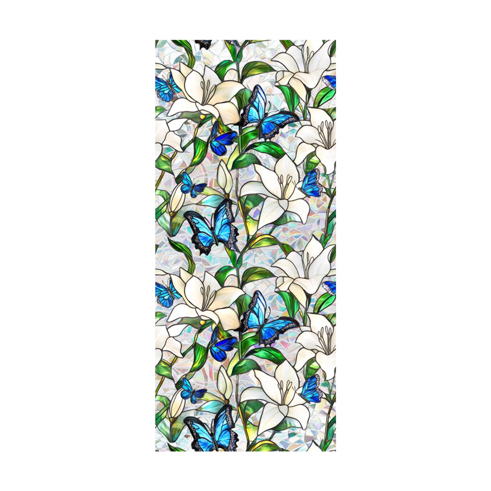 Rainbow Window Privacy Film, Stained Glass Film Decorative Glass Clings, Statics Cling Sun Blocking Floral Decal Rainbow Cling Stickers