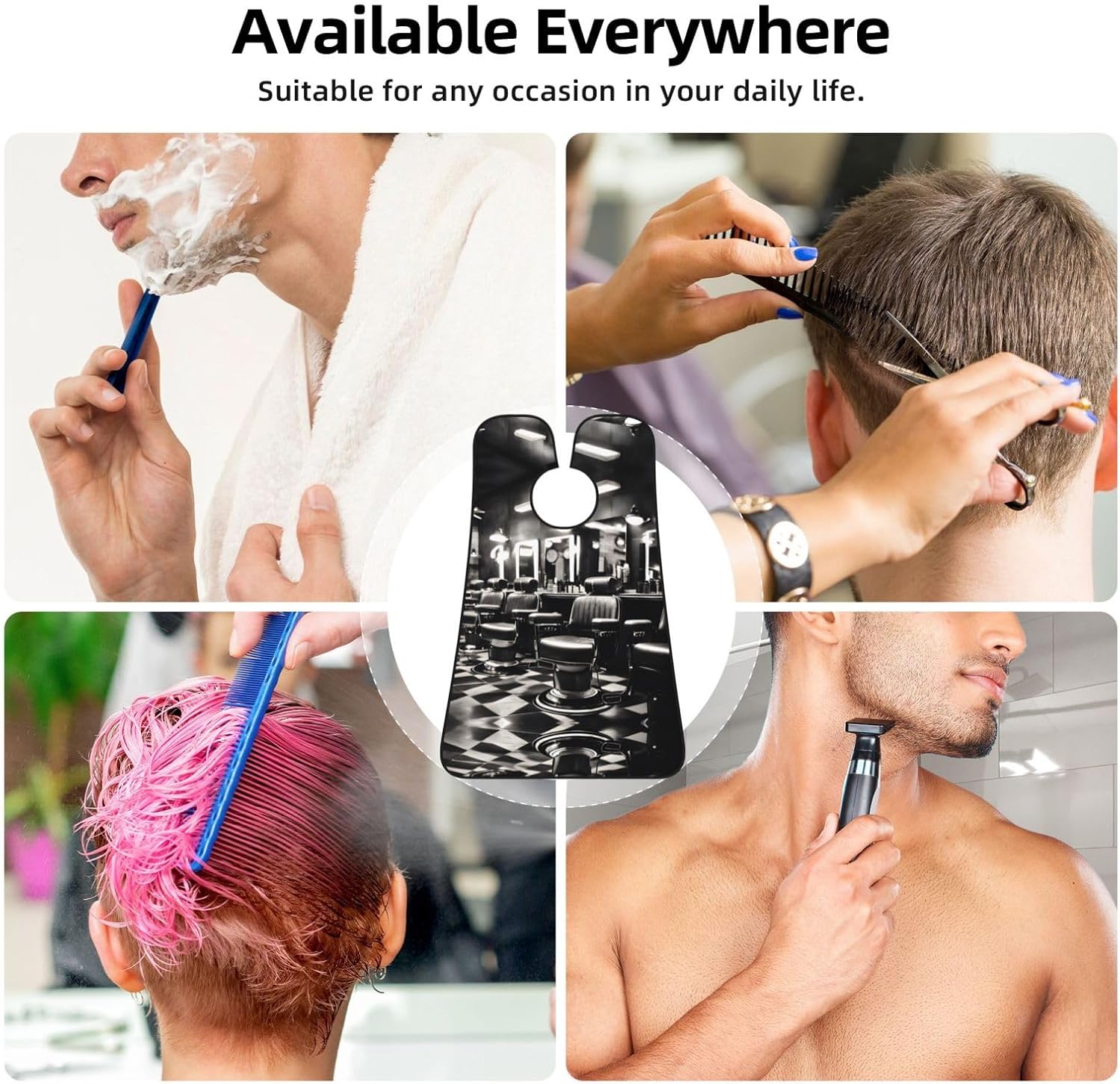 Barber Shop Monochrome Style Print Beard Bib Apron, Shaving Apron For Dad, Men'S Hair Catcher For Shaving Best Gifts For Dad