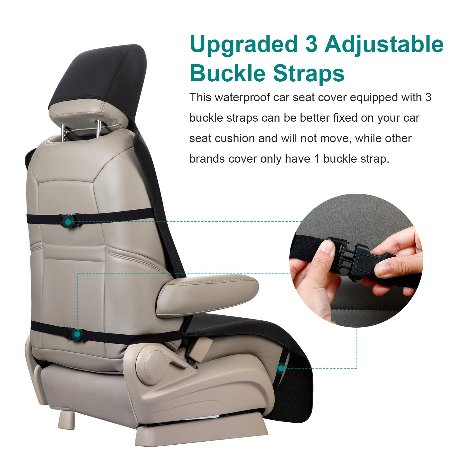 1PC Housses de siège néoprène pour Chien et Enfant, Protection Siege Voiture imperméables antidérapantes avec 3 Sangles à Boucle et Poche de Rangement Avant, pour SUV Vans Auto