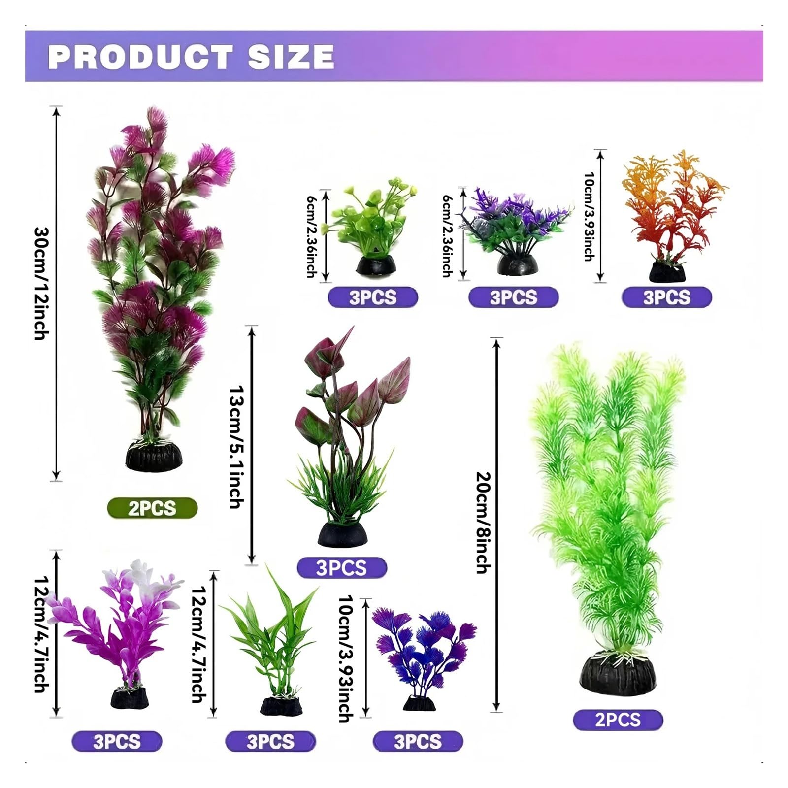 Juego de Anillos de Bloqueo de Plantas Artificiales for Acuario, Multicolor(Color05)