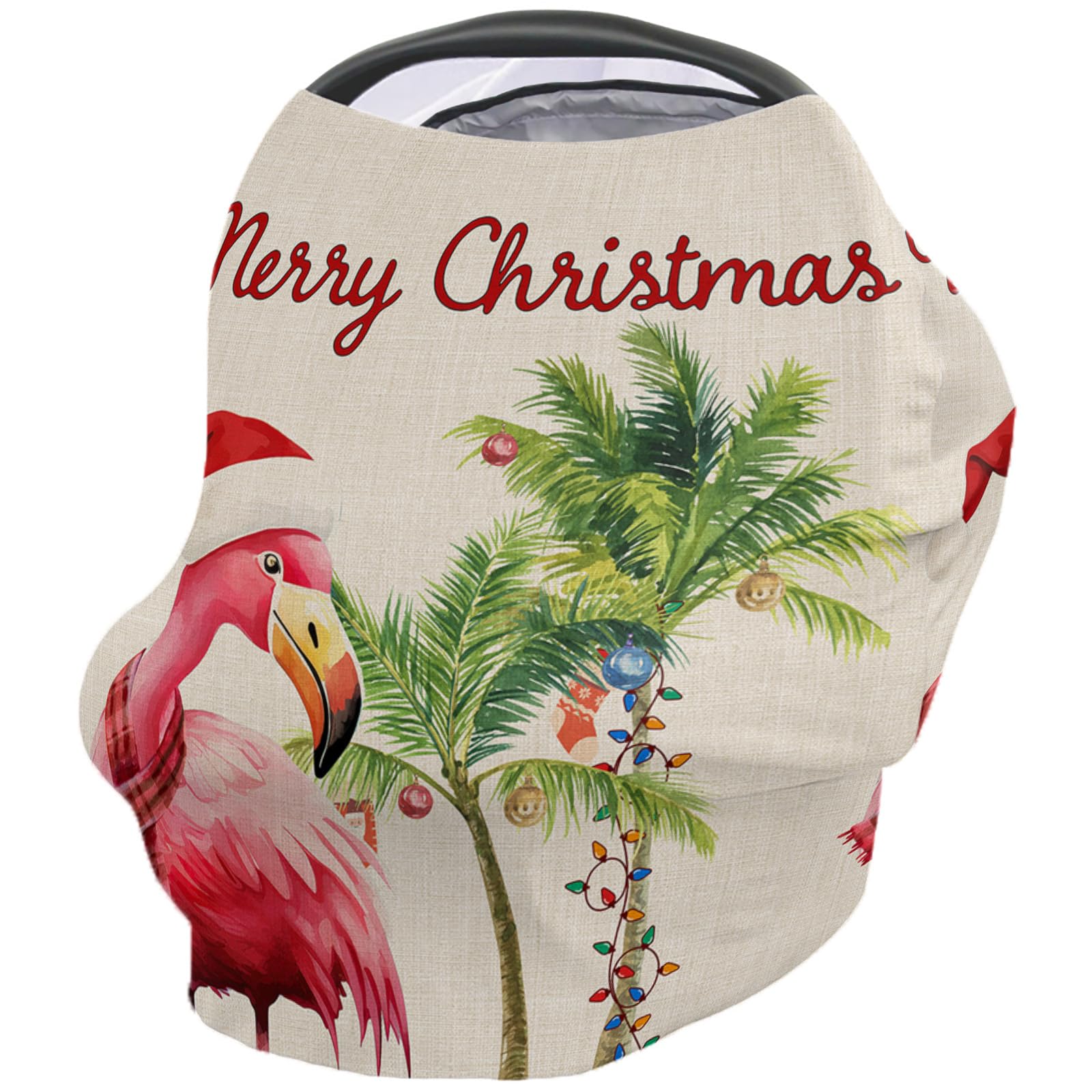 Nursing Cover for Breastfeeding Scarf, Christmas Palm Tree Bird Baby Car Covers Super Soft Multi Use for Canopy Shopping Cart Cover Blanket Stroller Cover
