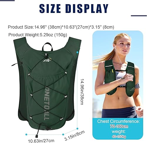 Miniatura 8 de Chaleco para correr para mujeres y hombres, mochila ligera de hidratación de 5.29 oz con bolsa de agua a prueba de fugas de 2 L, paquete de 6 L para
