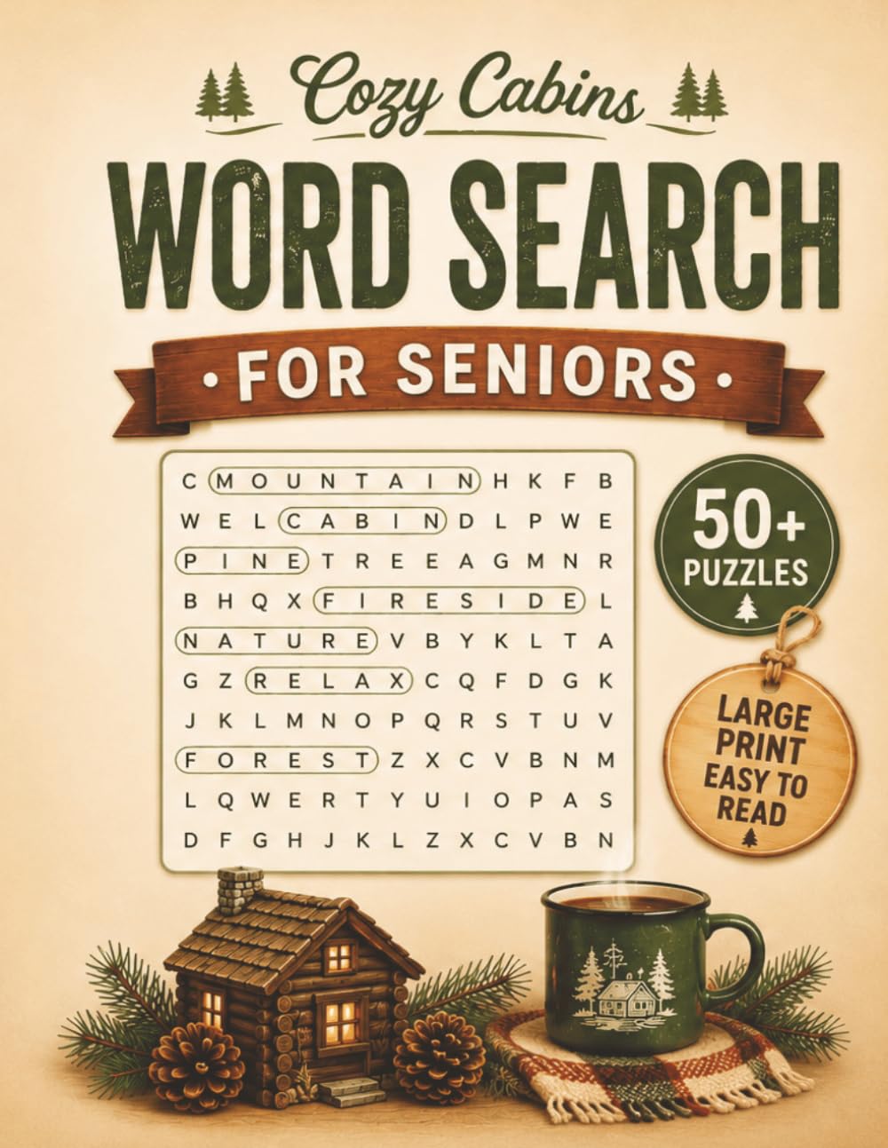 Large Print Cozy Cabins Word Search Puzzle Book For Seniors: Word Searches with Easy-to-Read Large Print about Cozy Cabins, Mountain Retreats | 8.5 x ... | Gift for Seniors, Cabin Lovers & Relaxation