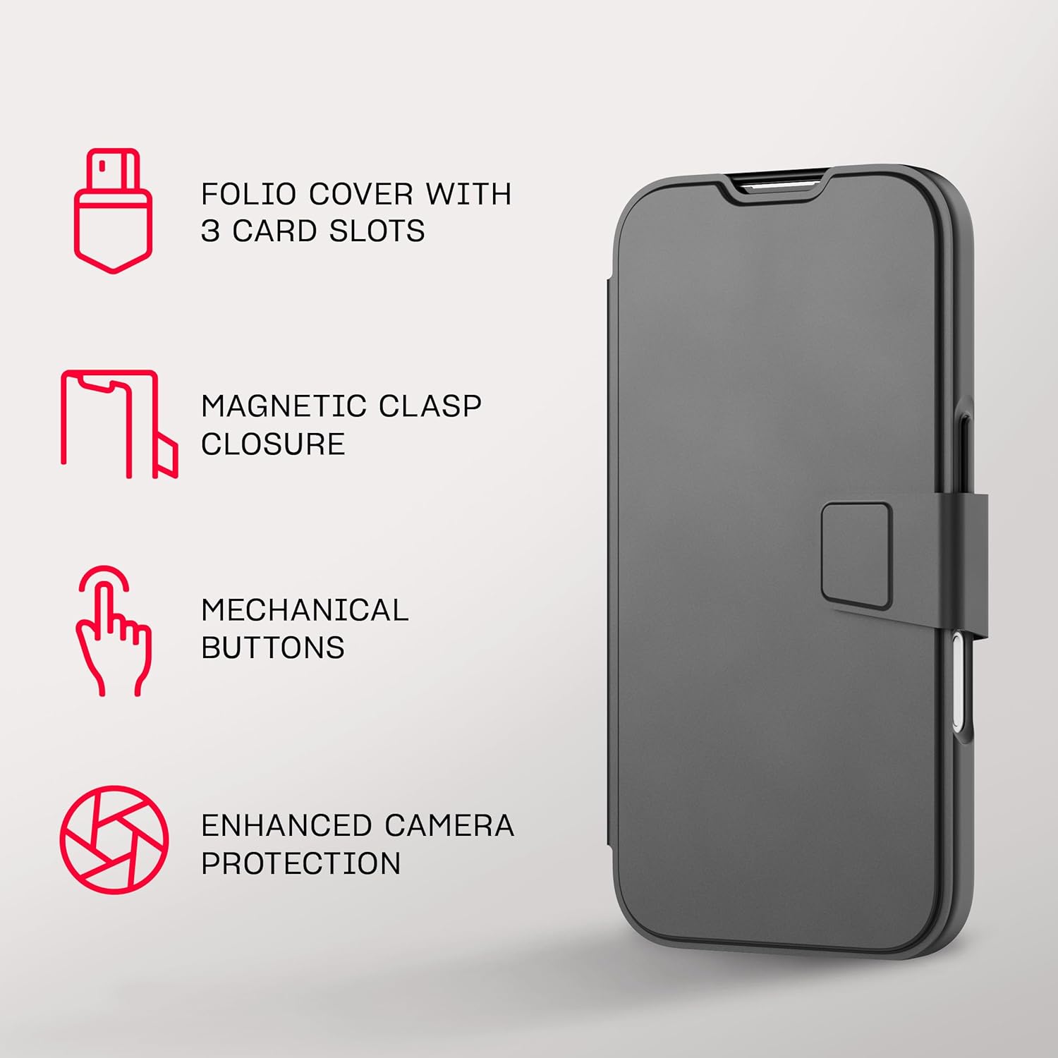 Tech21 EvoLite Wallet for iPhone 16-3 Card Slot Wallet - Impact Protection Case - in Black