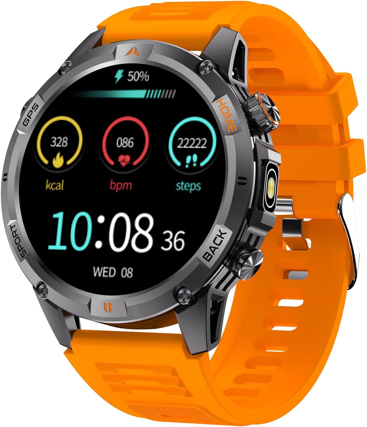 Smart Watch for Men with 7-Day Battery and Built-in GPS, 1.46" Round Fitness Watch, Heart Rate/SpO2/Sleep Monitor, IP68 Waterproof, Compatible with Android iOS with 2 Interchangeable Bands (Black)