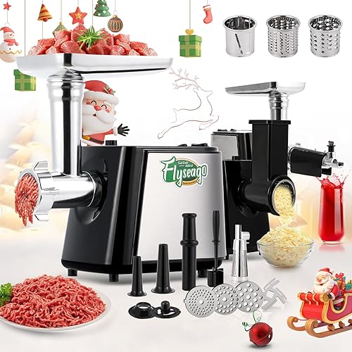 Picadora de carne eléctrica, rallador de queso, 3000 W, multifuncional, con exprimidor, cortador de verduras, cortador de verduras, trituradora,
