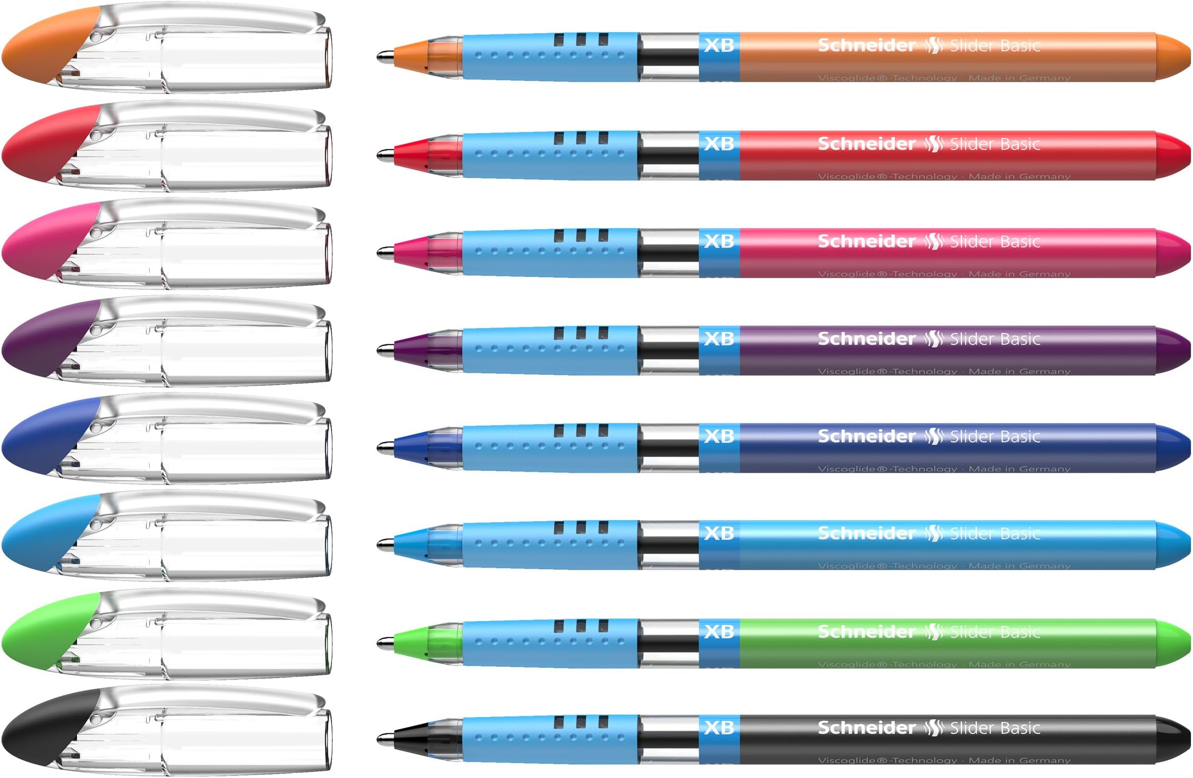 Schneider Slider Basic XB Ballpoint Pen, Set of 8, Assorted Colors (151298)