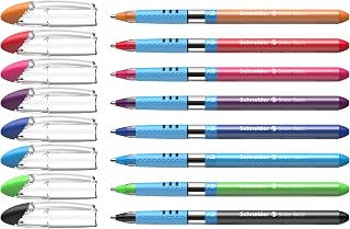 Schneider Slider Basic XB (Extra Broad) Ballpoint Pen, 1.4 mm, Transparent Barrel, Assorted Ink Colors, Pack of 8 Pens (151298)