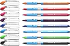 Schneider Slider Basic XB (Extra Broad) Ballpoint Pen, 1.4 mm, Transparent Barrel, Assorted Ink Colors, Pack of 8 Pens (151298)