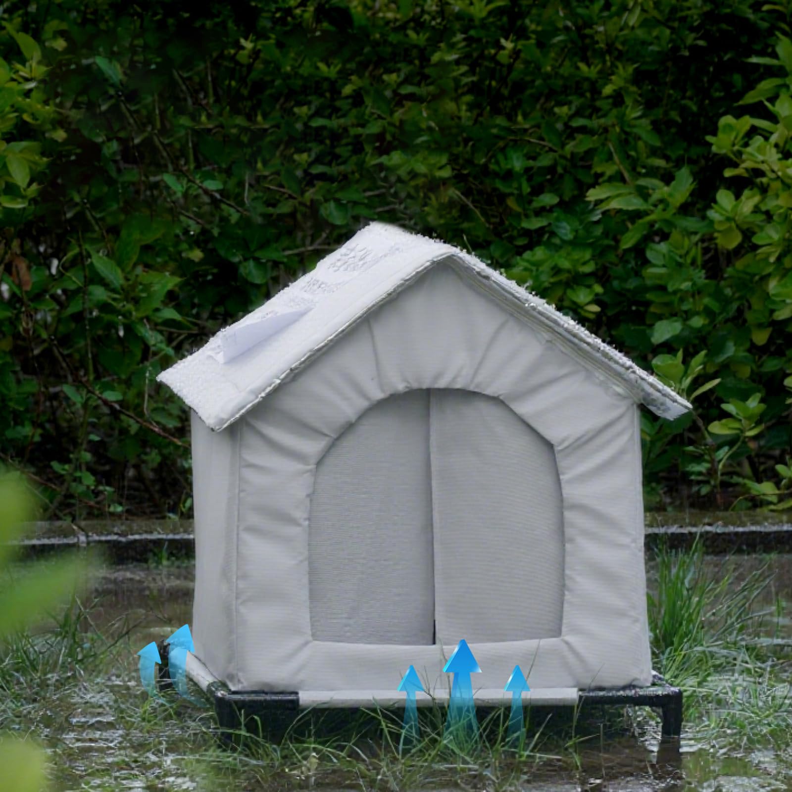 Gralara Niche pour Chat Extérieur avec avec Pieds Surélevés, Niche Isotherme Imperméable et Résistant au Vent pour Hiver, Abri pour Chats Errants et Petits Chiens, M