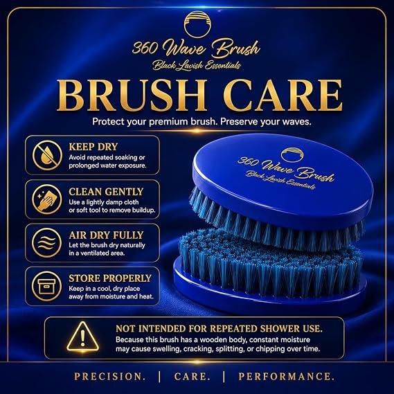 360 Wave Brush, Build Deeper Waves, Soft & Hard Boar Bristle Curved Brushes (Medium-Hard, Blue)