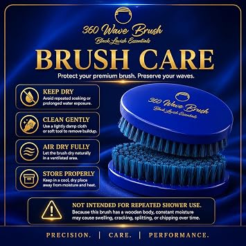 360 Wave Brush, Build Deeper Waves, Soft & Hard Boar Bristle Curved Brushes (Medium-Hard, Blue)