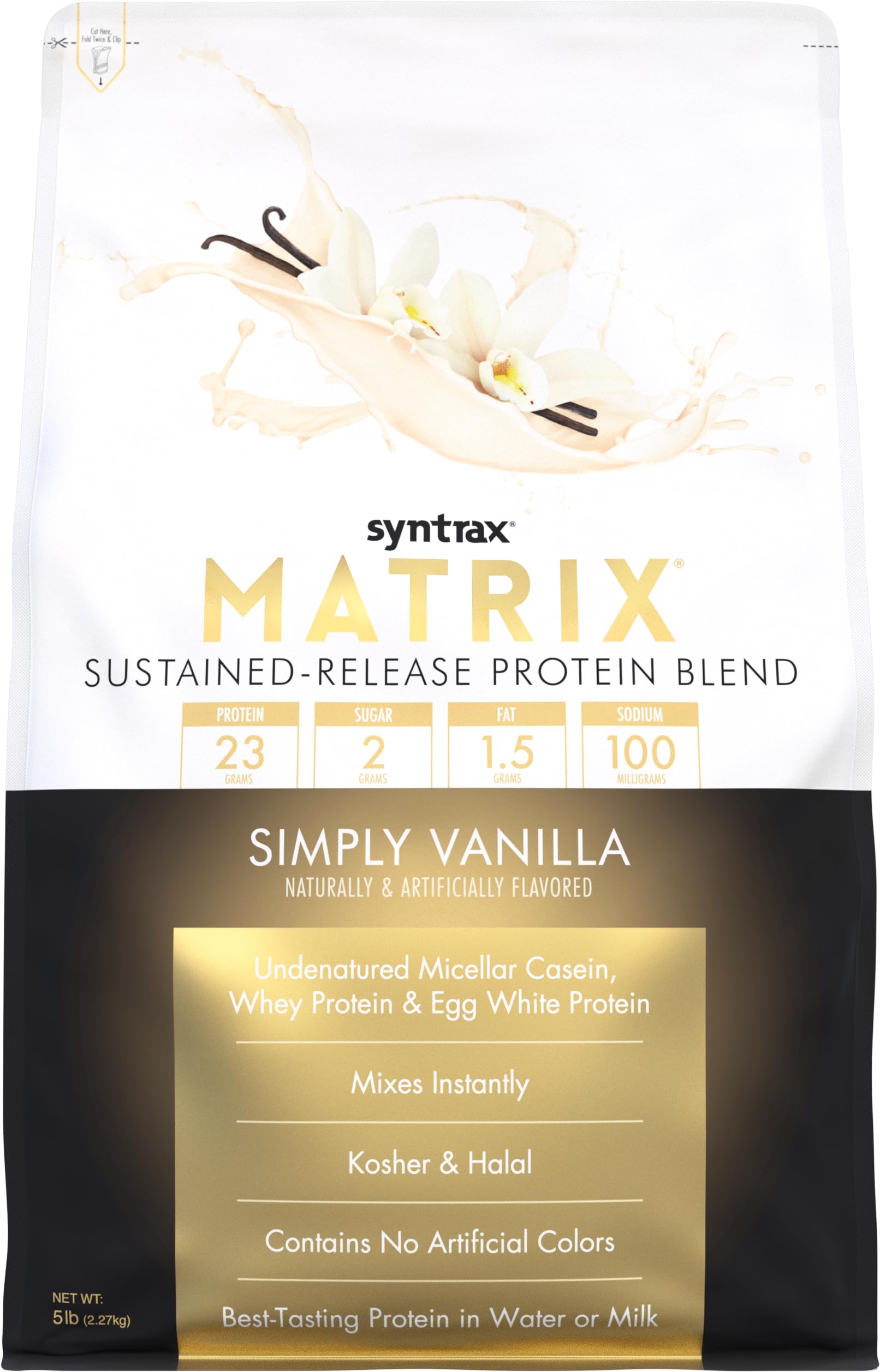 Nutrition Matrix - Sustained-Release Protein Blend, Simply Vanilla 5 lbs. Real Vanilla Bean Specks