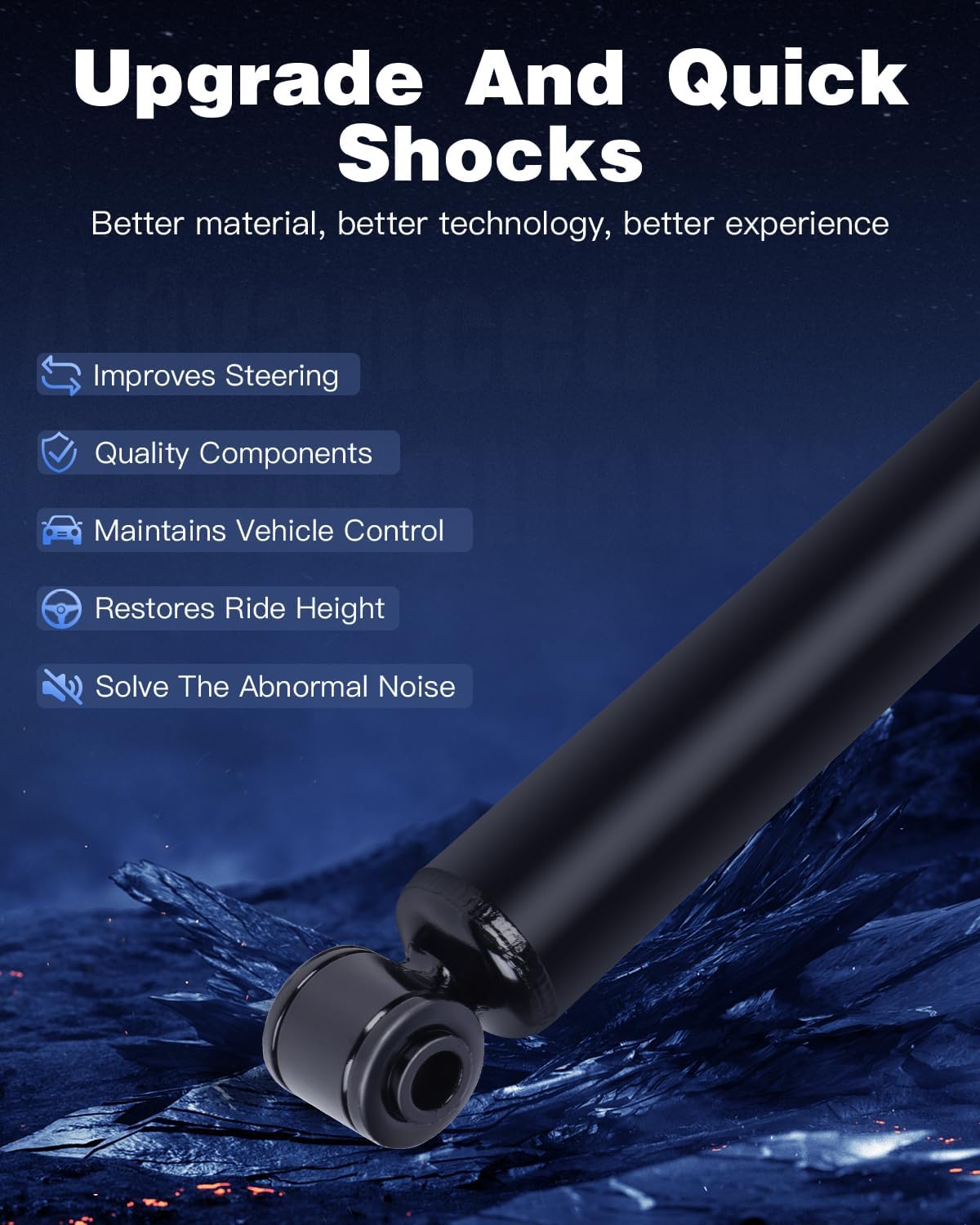 Shocks,ECCPP 4pcs Front Rear Shocks Absorbers K1500 for Chevy Fits1988-1999 for Chevy K1500,1988-2000 for Chevy K2500,1988-1999 for GMC K1500,1988-2000 for GMC K2500 344266 Auto Shocks Gas Struts