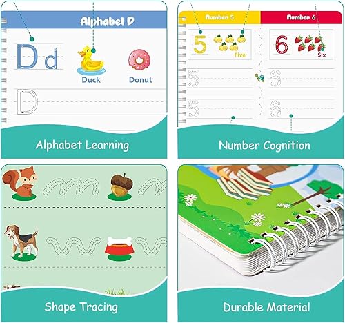 Miniatura 5 de Libro de práctica de escritura a mano para niños, actividades de aprendizaje preescolar, juguetes educativos, aprender números, formas de letras,