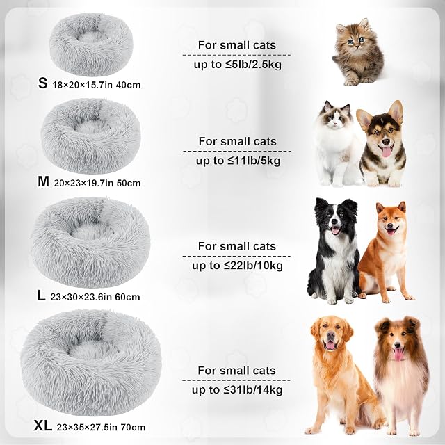 Foto 7 de 8 de MDDK DY Cama de dona suave gris de 70 cm para perros y gatos medianos, diseño antideslizante lavable a máquina