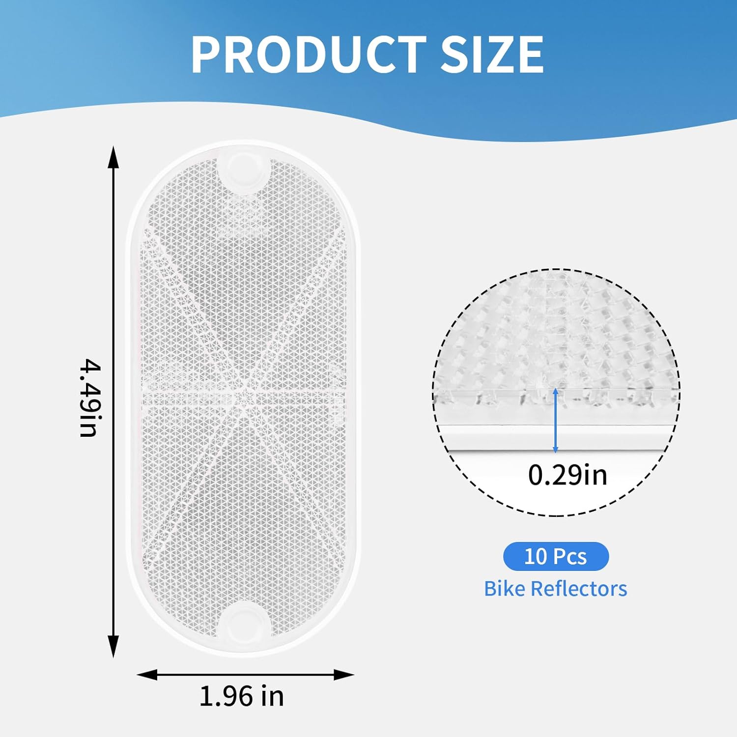 10 Pack Oval Reflectors White Self Adhesive Or Drill Mount Quick Mount for Driveway Fence Gate Posts Trailers Safety Reflectors Automobiles Boats Mailboxes Reflector