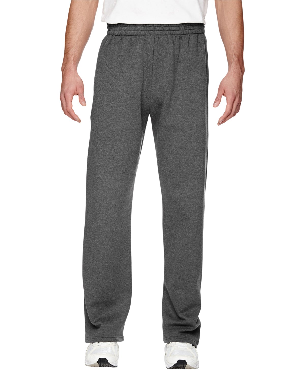 Fruit Of The Loom Men's Charcoal Heather Sofspun Open-Bottom Pocketed Sweatpants, M