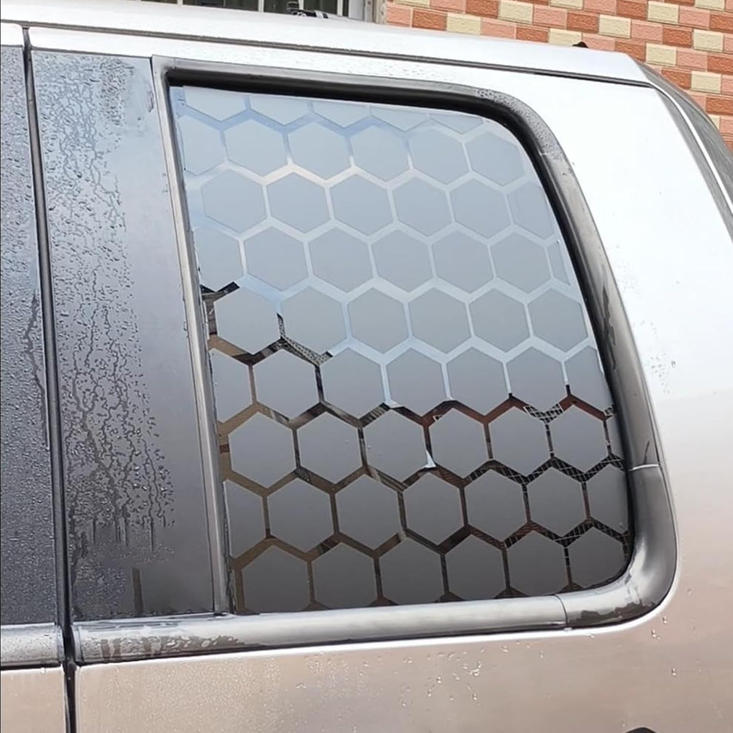 2PCS 40x95cm Universal Rear Side Window Honeycomb Decal Stickers, Matte Black Vinyl, Universal Fit Car Truck SUV Window Graphic, Stylish Honeycomb Accent Decals
