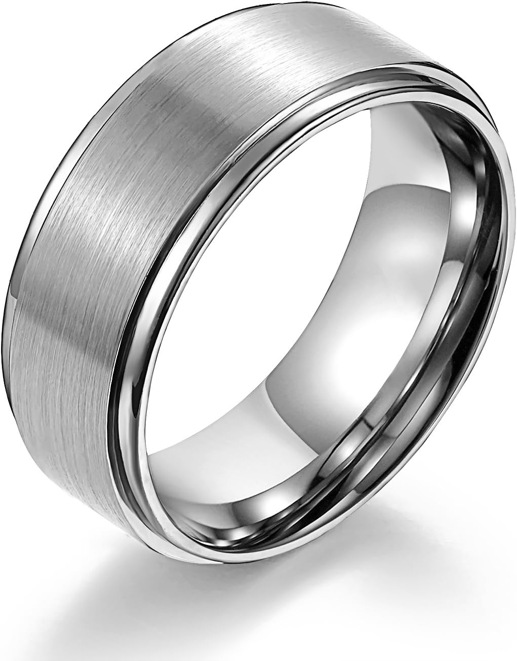 Will Queen 8mm Matte Raised Center Titanium Engagement Wedding Bands Mens Womens Tungsten Bands