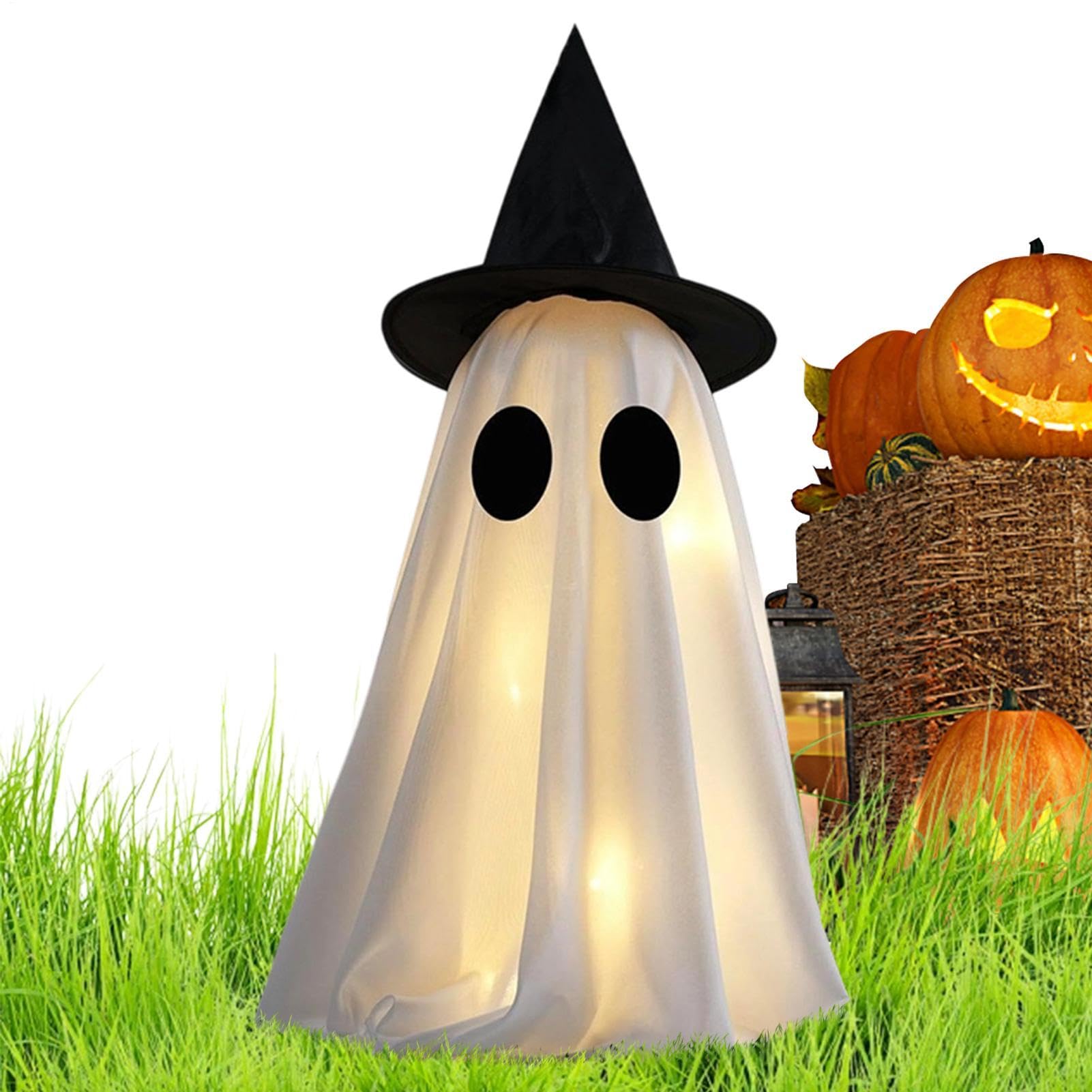 Decorazione Fantasmi Luminosi Halloween Fantasma Spaventoso con Cappello da | Decorazioni Halloween da Esterno Per Cortile Giardino Prato Portico Finestra Casa Ufficio Patio All'Aperto