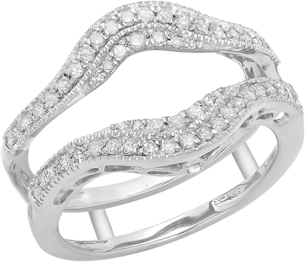 Dazzlingrock Collection 0.52 Carat (Ctw) 14K White Diamond Ladies Wedding Enhancer Guard Ring 1/2 Ct, White Gold, Size 6: Buy Online at Best Price in UAE
