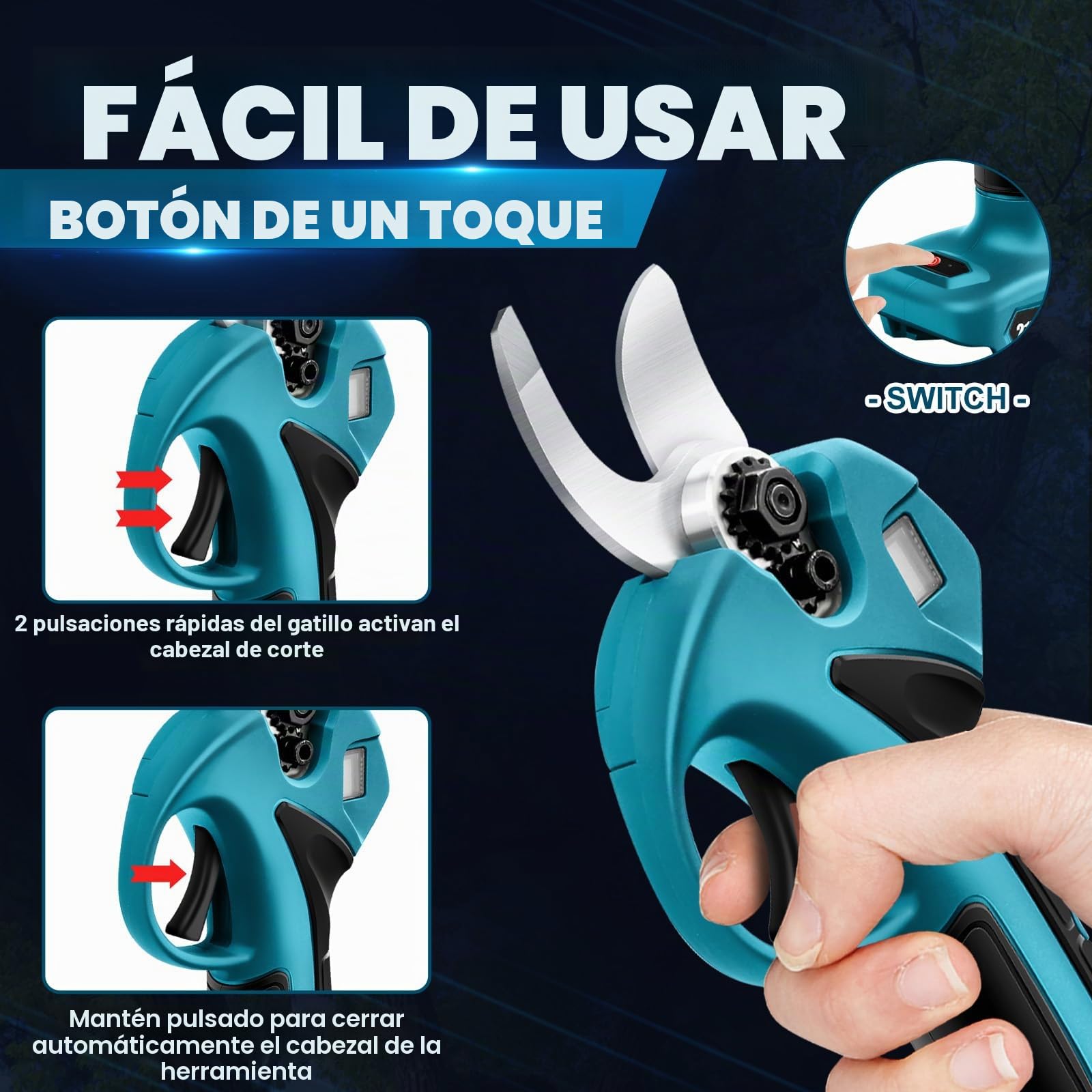 podadora de rama profesional Mini motosierra telescópica con batería | 4 en 1 6 pulgadas sierra eléctrica tijeras telescópicas y sierra de podar tijeras de podar para Makita 18 V 21 V, 4000 mAh