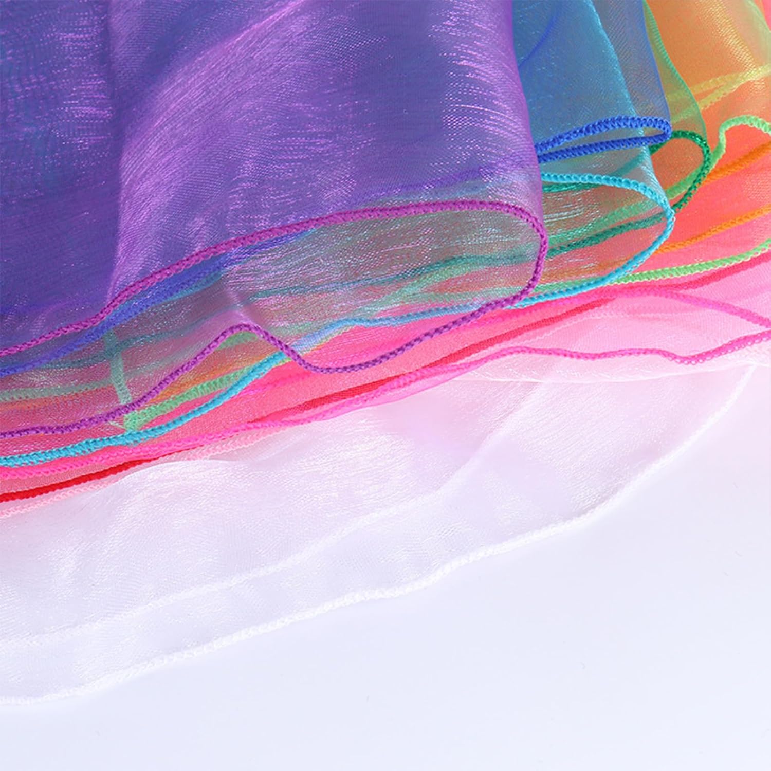 Andux 12Pcs Colorfast Dance Scarves Square Scarf Colorfast Dance Scarf for Kids Juggling Kindergarten 24 by 24 Inches WDSJ-02