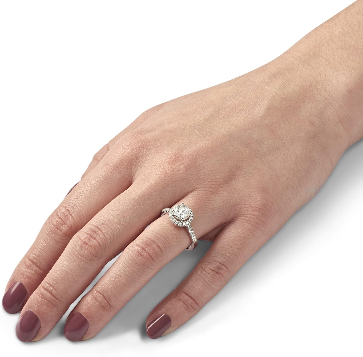 Charles & Colvard Created Moissanite 6.5mm Round Cut Engagement Ring for Women | 1.3 cttw DEW | Lab Grown | Solid 14K White Gold