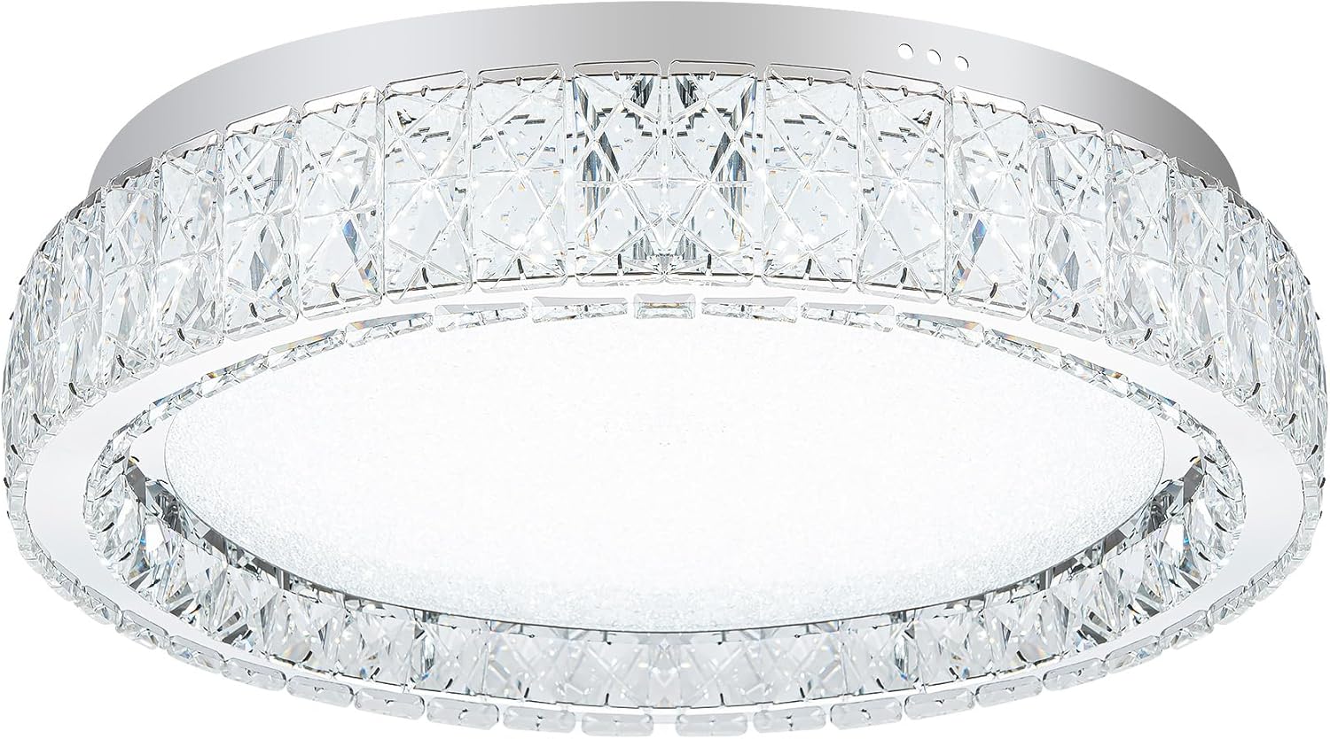 Krychiler Crystal Ceiling Lighting, 13.8 inch LED Flush Mount Dimmable Bathroom Ceiling Light, Living Room Chandelier Bling K9 Crystal Sand Light for Bedroom Kitchen Island