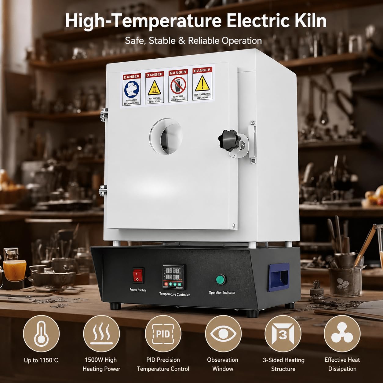 Piec do topienia metalu 1500W 1150°C, regulacja PID