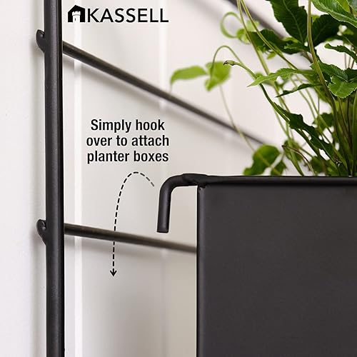 Miniatura 8 de KASSELL Macetero vertical de pared para jardín montado en la pared para interiorexterior. Maceta vertical negra de metal sin necesidad de montaje.