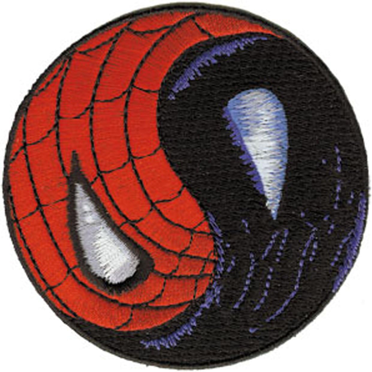 SPIDERMAN Yin Yang PATCH, Officially Licensed Comic Superhero, Iron-On/Sew-On, 2.6" x 3.5" Embroidered PATCH