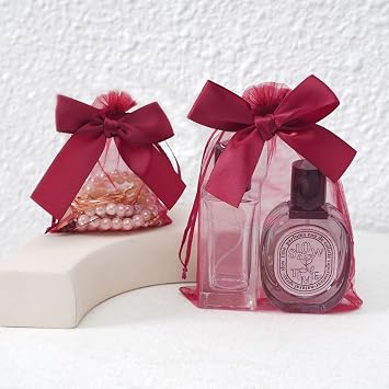 LXKBD 50Pcs Gift Bags for Wedding Shower Party Favor 6x8 inch Burgundy
