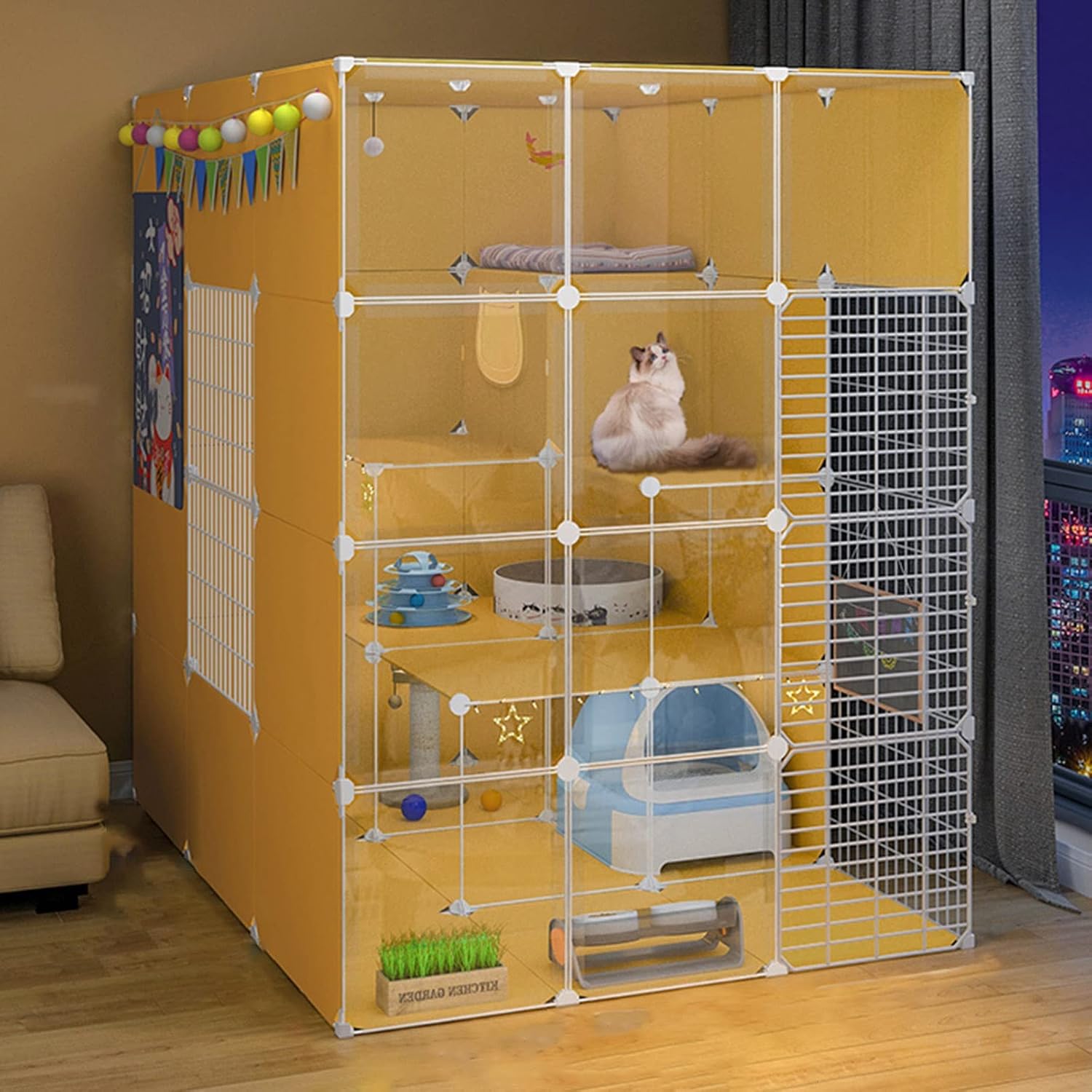 Large Cat Cage, Indoor Cat Enclosures, Pet Cages for Cats, Hd Dog Cage Indoor Cat Cage DIY Cat Enclosures Design Gat Fence,105 * 90 * 140cm