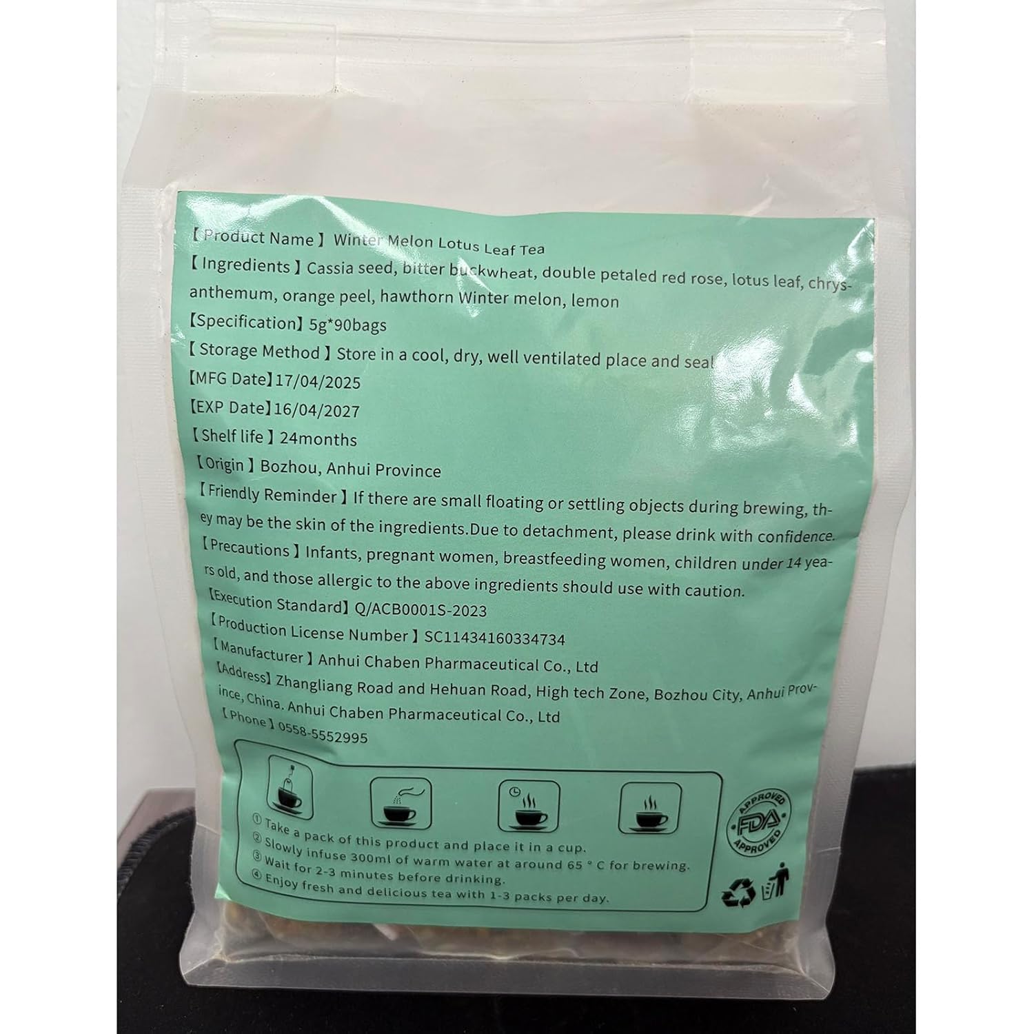 Winter Melon Tea, 150 bags Winter Melon Lotus Leaf Tea, Chrysanthemum, Orange Peel,Cassia Seed,Buckwheat,Hawthorn,Lotus Leaf,Red Rose,9 Ingredients Blend Formula (150 bags)